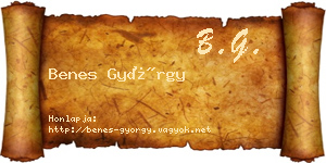 Benes György névjegykártya